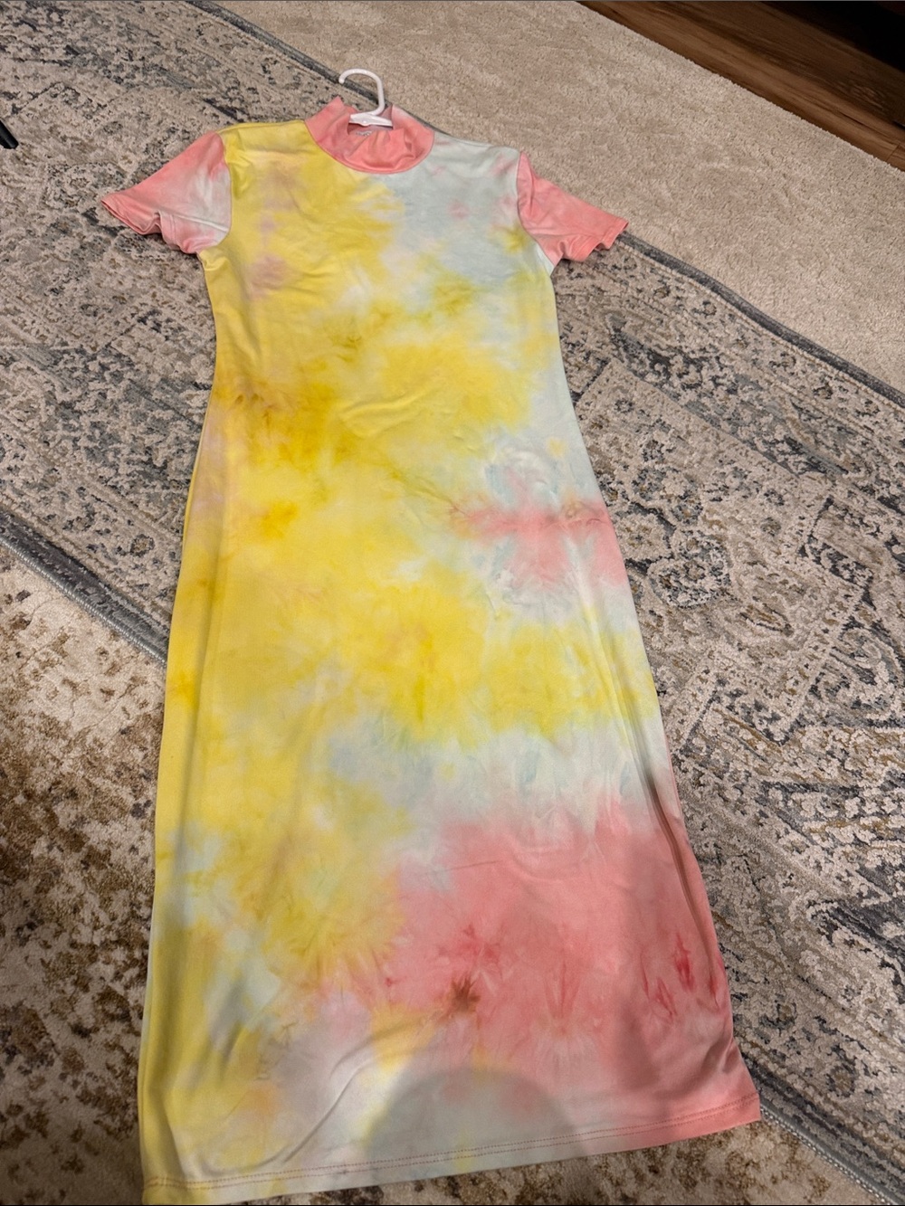 Fashion Nova Yellow & Pink Tie-Dye Midi Dress